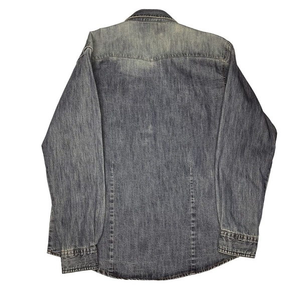 WRANGLER BLUES Distressed Denim Snap Button Long Sleeve Shirt Women's Size S - Picture 11 of 16